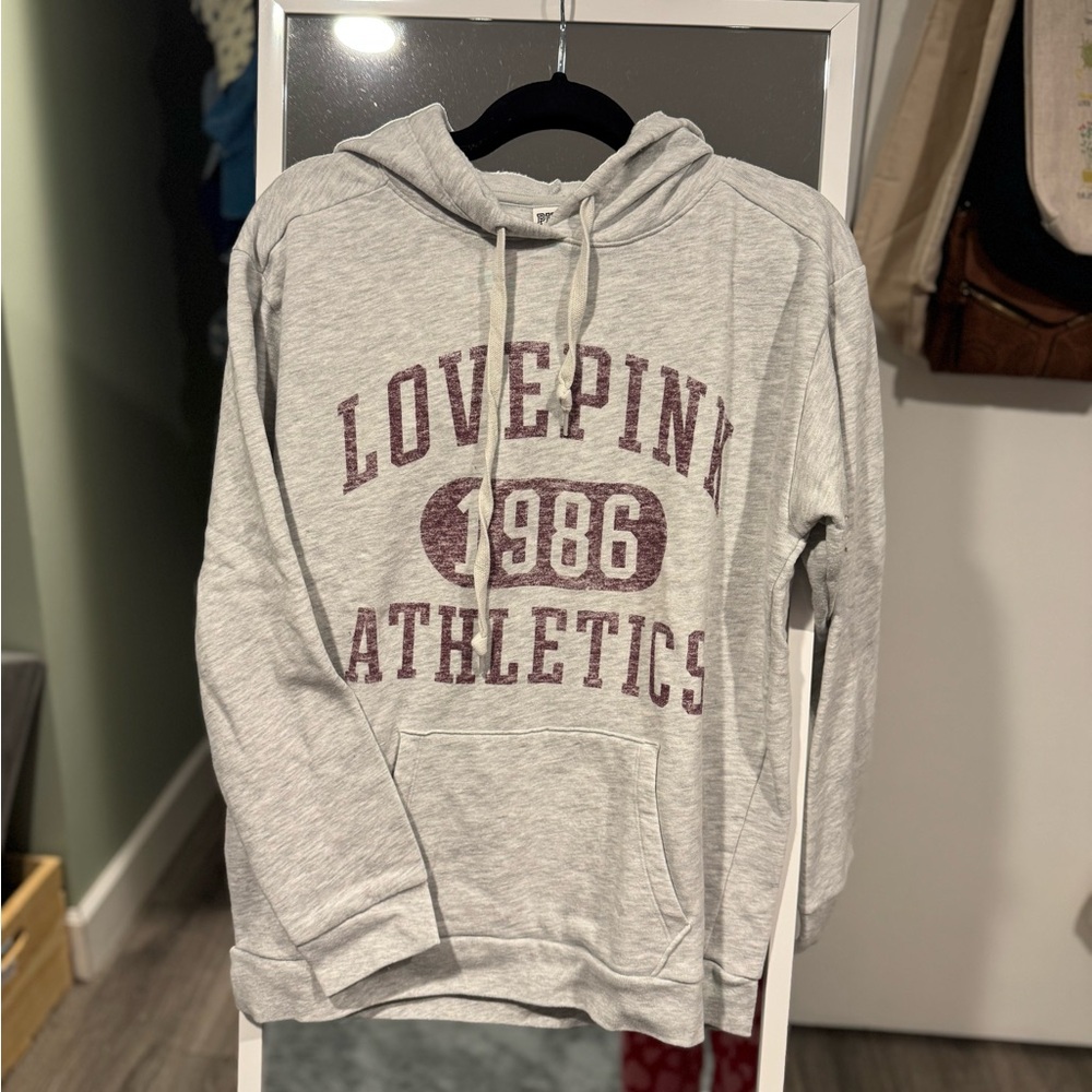 PINK Gray “Love Pink Athletics” Hoodie
